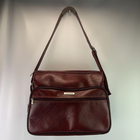 Vintage Samsonite Overnight Travel Commuter Bag In Maroon - Picture 2 of 11